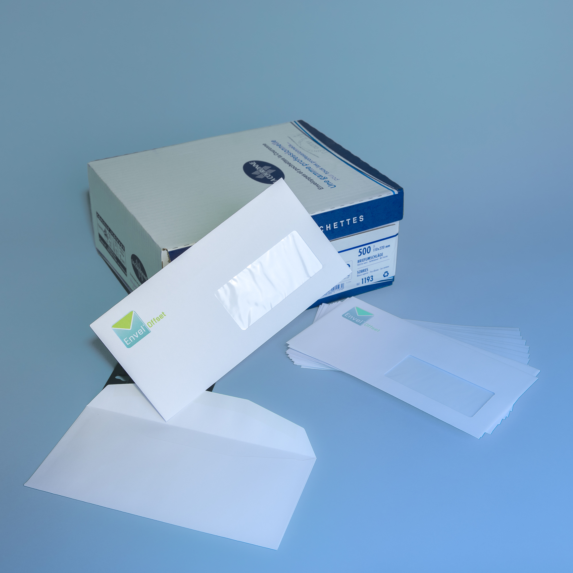 Enveloppes - Blanc ~110 x 220 mm (DL), 120 g/qm Offset
