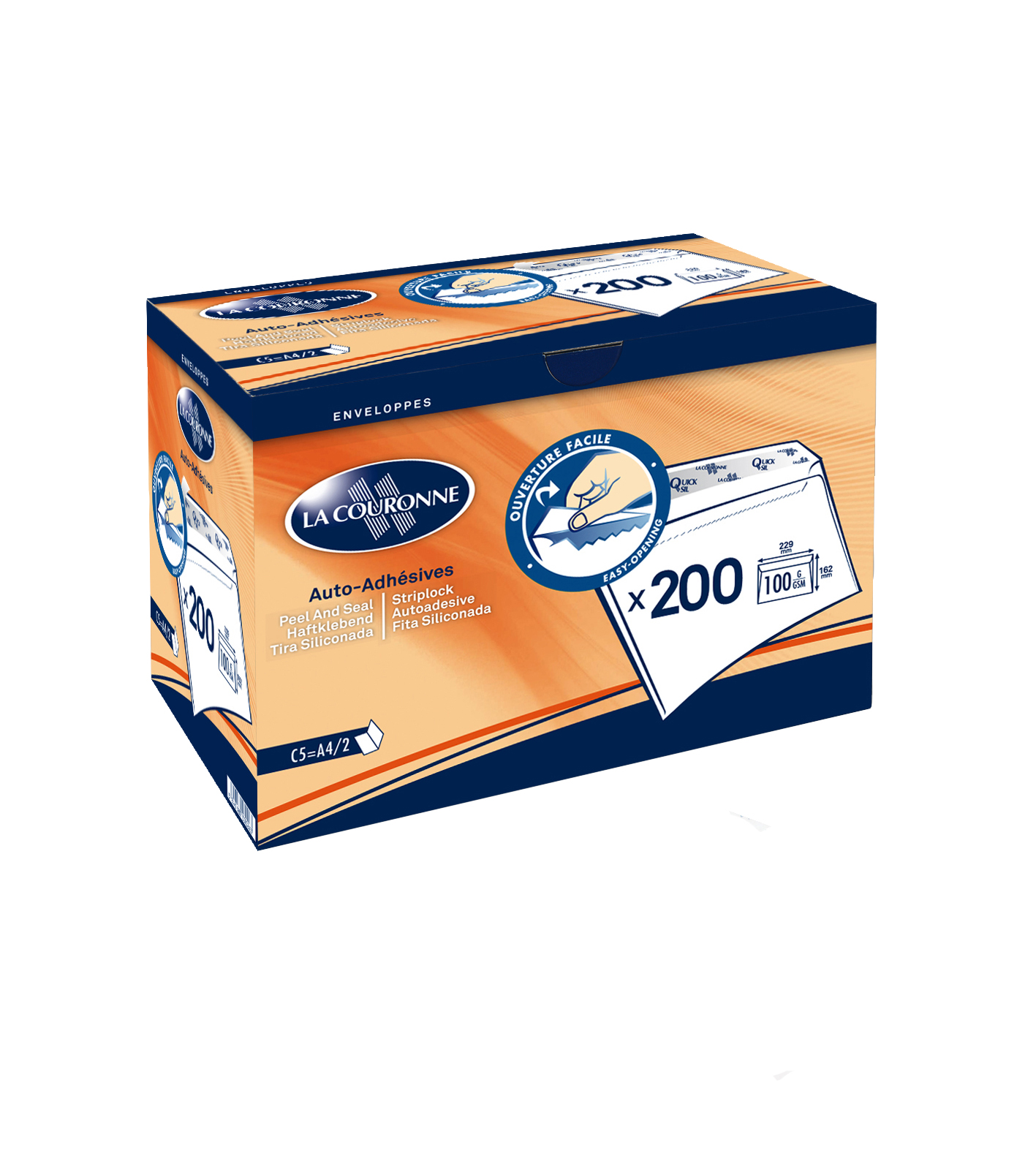 Paquet de 200 enveloppes kraft à 3 soufflets 90g, format A5 (c5) 162x229